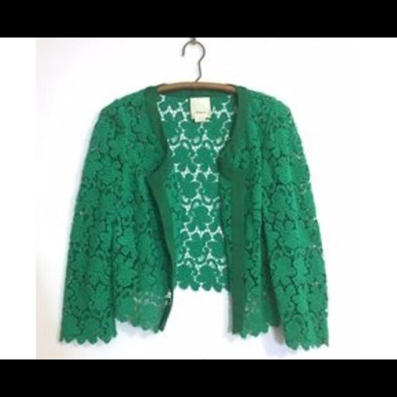 Anthropologie Elevenes Emerald Lace Jacket Medium - Picture 5 of 6